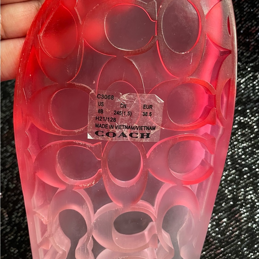 Coach Pink Translucent Slide Sandals Sz 8 - Picture 6 of 6